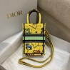 Dior Mini Book Tote Phone Bag In Yellow Pixel Zodiac Embroidery 878