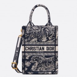 Dior Mini Book Tote Phone Bag In Blue Toile de Jouy Reverse Embroidery 910