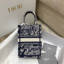 Dior Mini Book Tote Phone Bag In Blue Toile de Jouy Reverse Embroidery 910