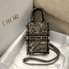 Dior Mini Book Tote Phone Bag In Hazelnut Toile de Jouy Embroidery 936