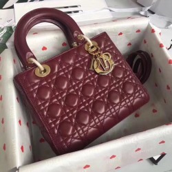 Dior Medium Lady Dior Bag In Bordeaux Lambskin 284