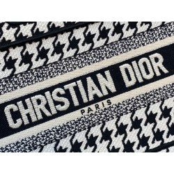 Dior Mini Book Tote Bag In Micro Houndstooth Embroidery 964