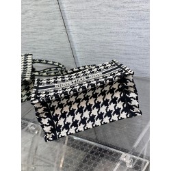 Dior Small Book Tote Bag In Micro Houndstooth Embroidery  000