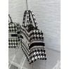 Dior Small Book Tote Bag In Micro Houndstooth Embroidery  000