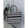 Dior Small Book Tote Bag In Micro Houndstooth Embroidery  000