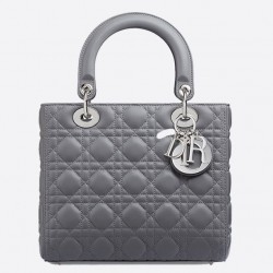 Dior Medium Lady Dior Bag In Grey Lambskin 795