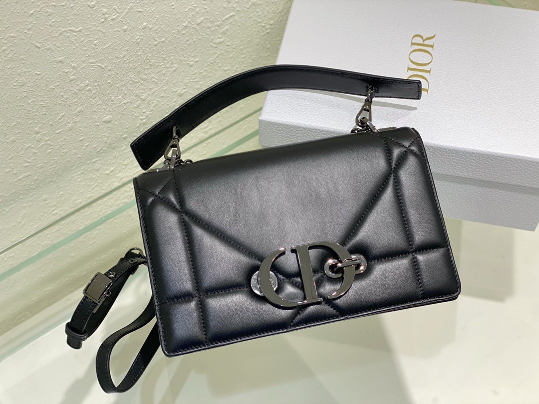 Dior 30 Montaigne Chain Bag With Handle In Black Lambskin 061