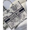 Dior Large Book Tote Bag In White Toile de Jouy Zodiac Embroidery 143