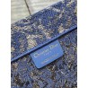 Dior Large Book Tote Bag In Blue Brocart Denim-Effect Embroidery 178