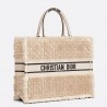 Dior Large Book Tote Bag In Beige Cannage Shearling 199