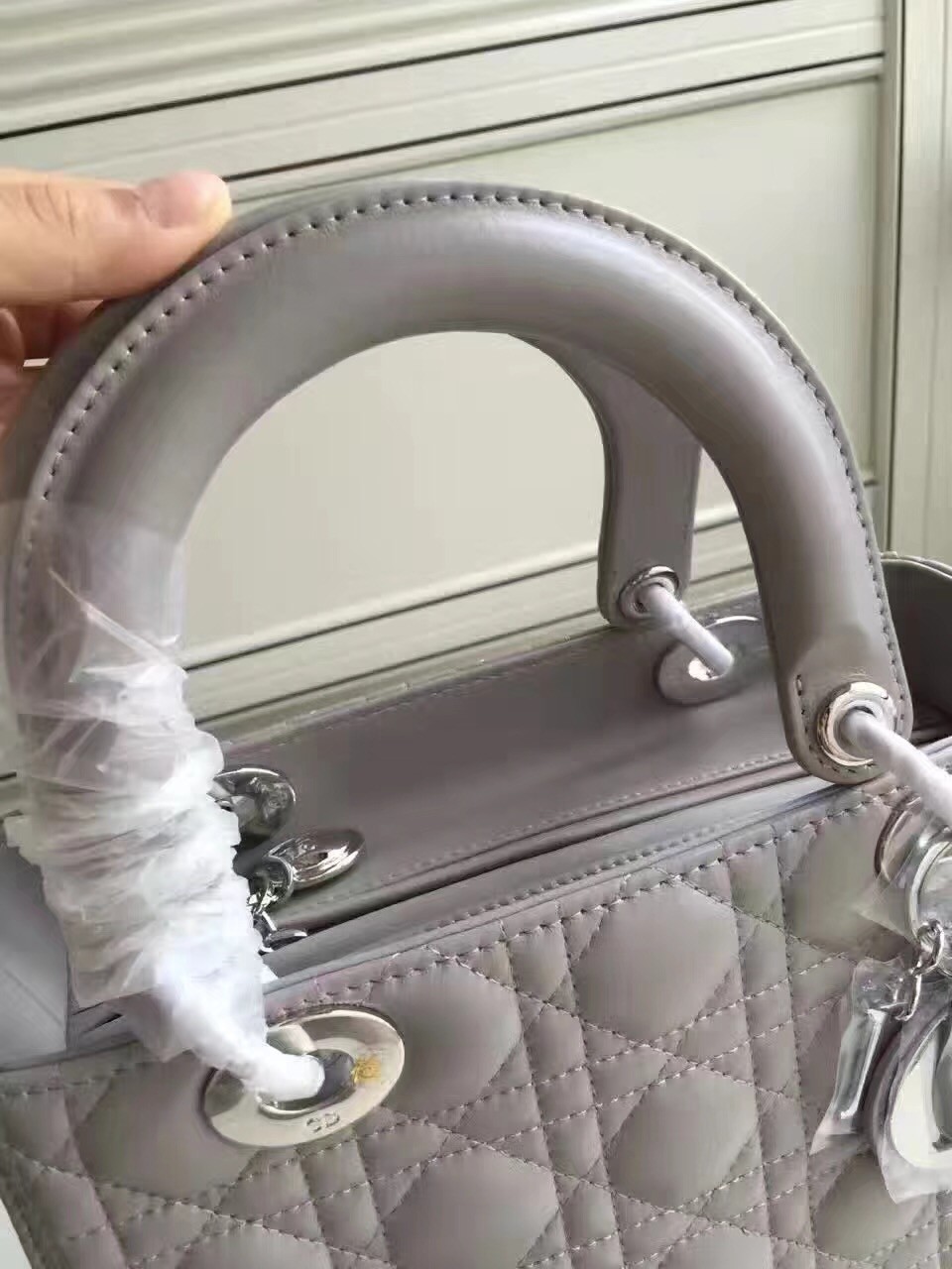 Dior Medium Lady Dior Bag In Grey Lambskin 795