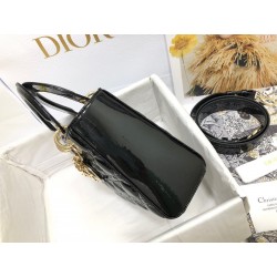 Dior Small Lady Dior Bag In Black Patent Cannage Calfskin 295