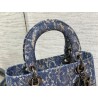 Dior Medium Lady D-Lite Bag In Blue Brocart Denim-Effect Embroidery 323