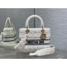 Dior Medium Lady D-Lite Bag In White Cannage Shearling 365