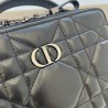 Dior Caro Box Bag with Chain in Black Macrocannage Calfskin 393