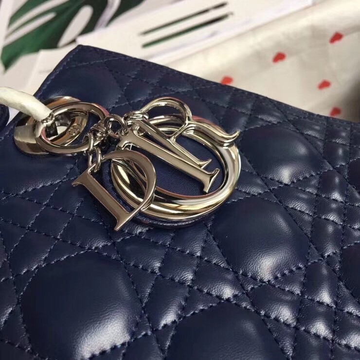 Dior Medium Lady Dior Bag In Indigo Blue Cannage Lambskin 821