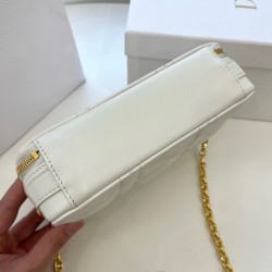 Dior Caro Box Bag with Chain in White Macrocannage Calfskin 431