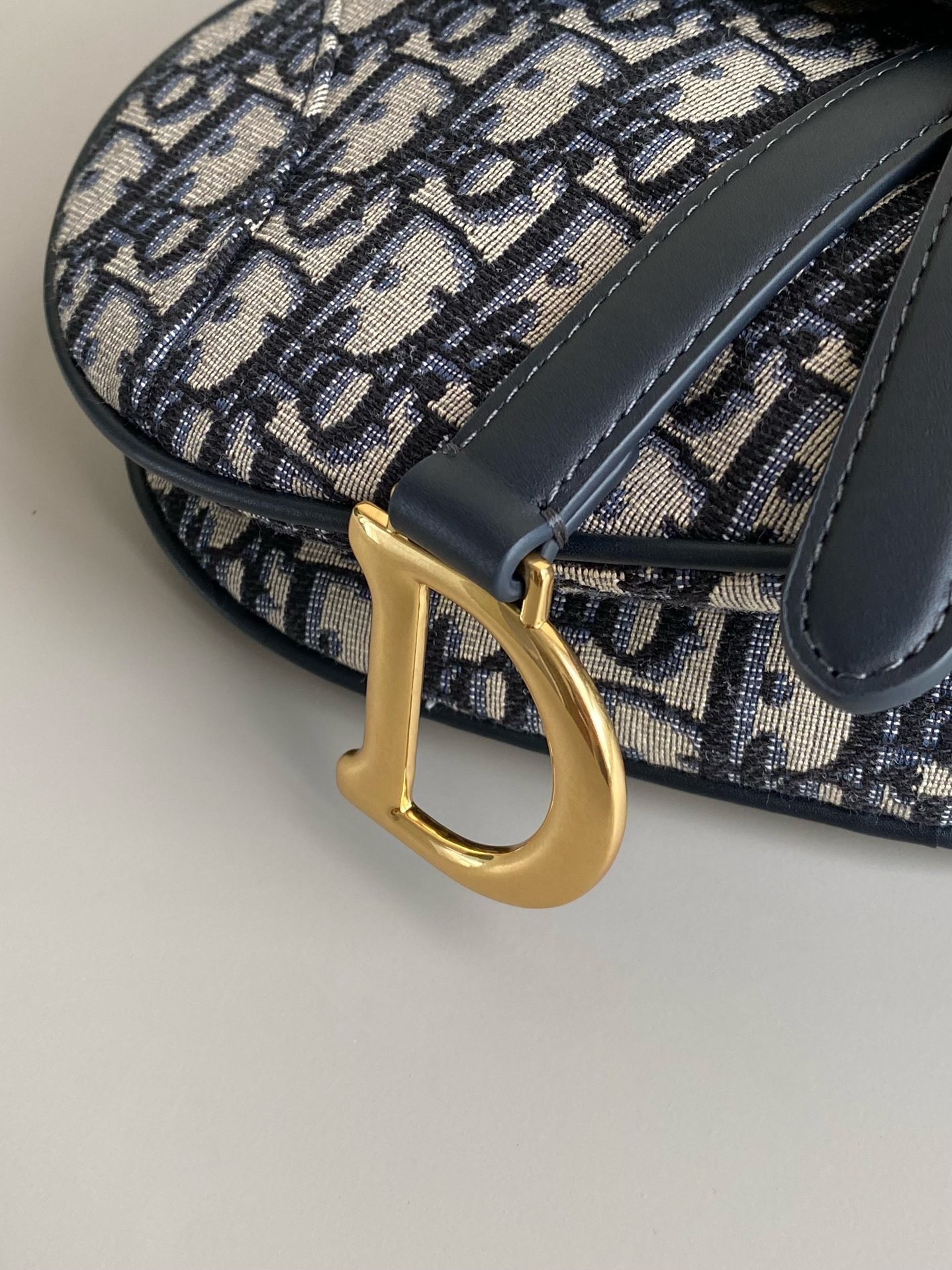 Dior Saddle Mini Bag with Strap in Blue Oblique Jacquard 744