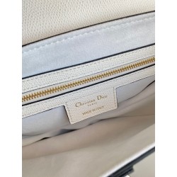 Dior Saddle Bag with Strap in White Grained Calfskin 768