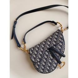 Dior Saddle Bag with Strap in Blue Oblique Jacquard 314