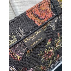 Dior Large Book Tote Bag In Black Multicolor Jardin Botanique Embroidery 424