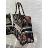 Dior Large Book Tote Bag In Black Multicolor Jardin Botanique Embroidery 424