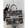 Dior Large Book Tote Bag In Black Multicolor Jardin Botanique Embroidery 424