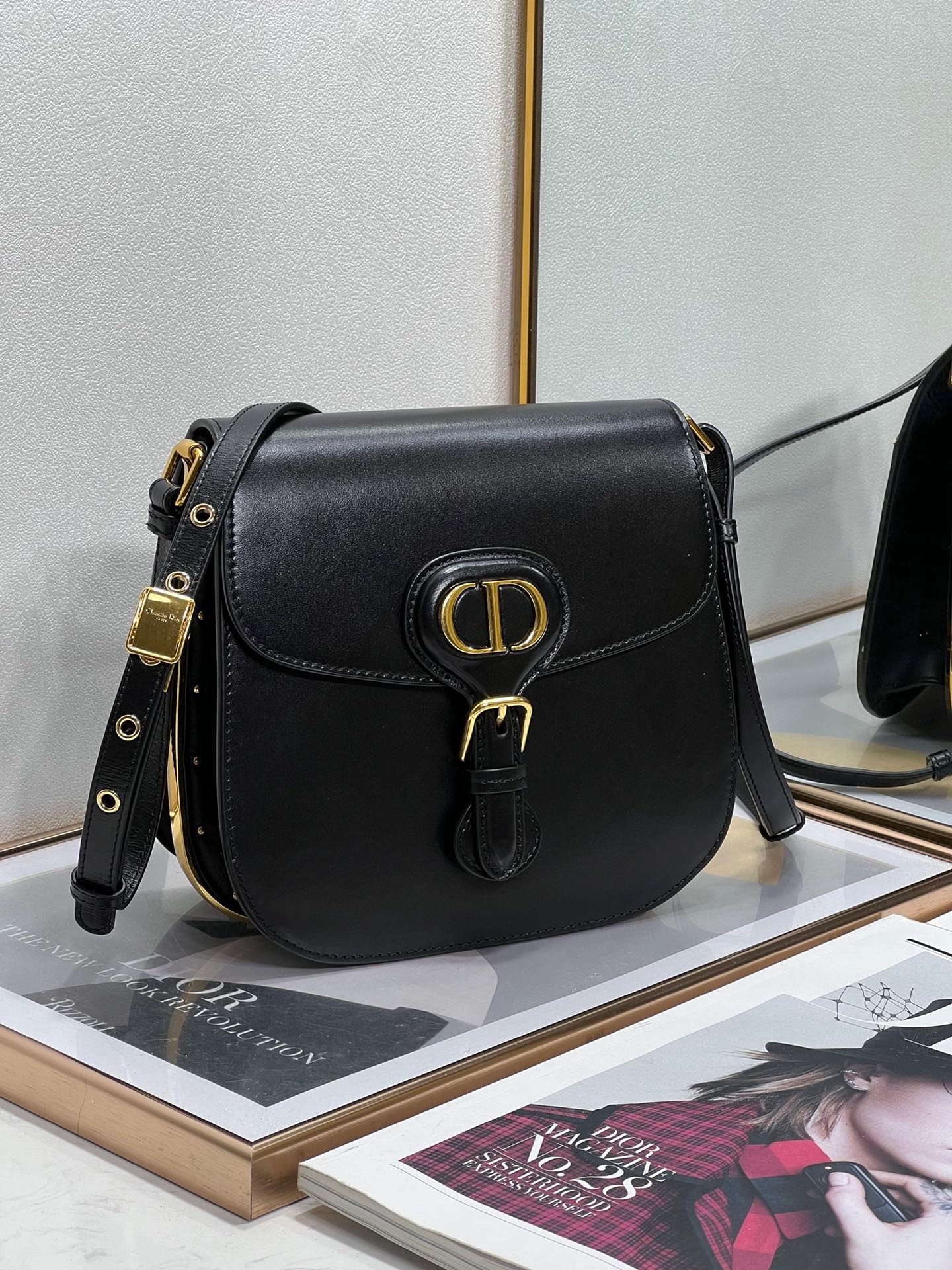 Dior Bobby Frame Bag In Black Box Calfskin 583