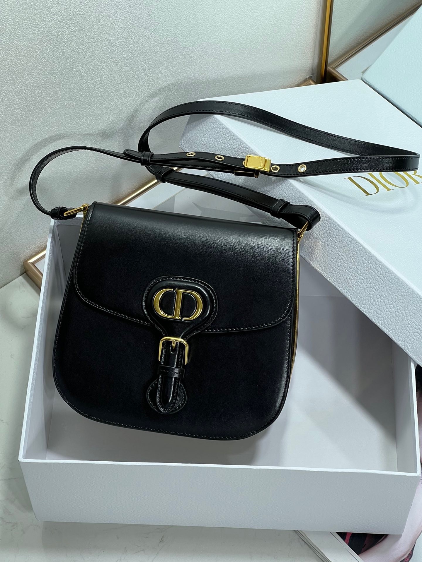 Dior Bobby Frame Bag In Black Box Calfskin 583