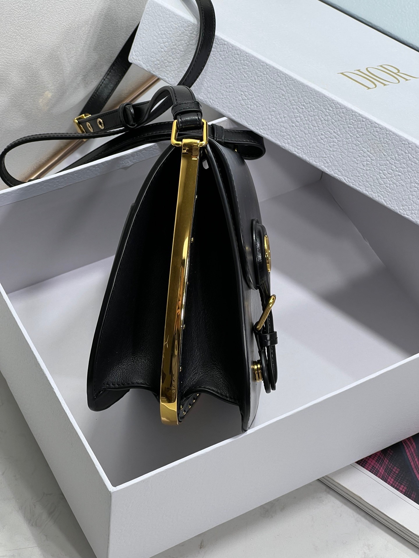 Dior Bobby Frame Bag In Black Box Calfskin 583