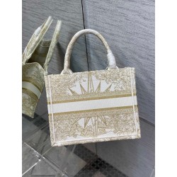 Dior Small Book Tote Bag In Gold Rêve d'Infini Embroidery 629