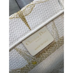 Dior Small Book Tote Bag In Gold Rêve d'Infini Embroidery 629