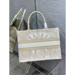 Dior Medium Book Tote Bag In Gold Rêve d'Infini Embroidery 315