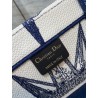 Dior Medium Dior Book Tote In White and Blue Rêve d'Infini Embroidery 379