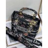 Dior Medium Lady D-Lite Bag In Black Jardin Botanique Embroidery 452