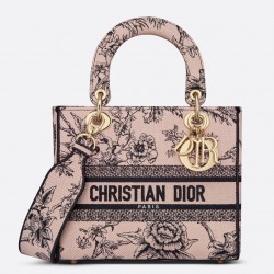 Dior Medium Lady D-Lite Bag In Powder Jardin Botanique Embroidery 493