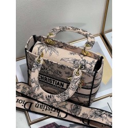 Dior Medium Lady D-Lite Bag In Powder Jardin Botanique Embroidery 493