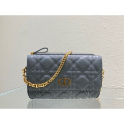 Dior Caro Pouch In Cloud Blue Cannage Calfskin 558