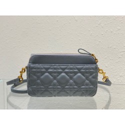 Dior Caro Pouch In Cloud Blue Cannage Calfskin 558