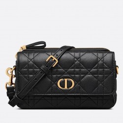 Dior Caro Pouch In Black Cannage Calfskin 491