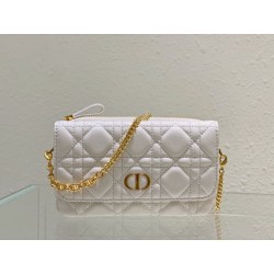 Dior Caro Pouch In White Cannage Calfskin 525