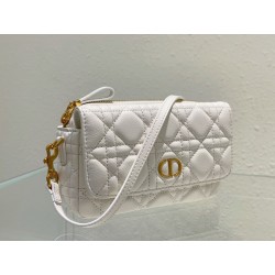 Dior Caro Pouch In White Cannage Calfskin 525