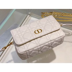 Dior Caro Pouch In White Cannage Calfskin 525