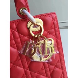 Dior Medium Lady Dior Bag In Red Lambskin 743