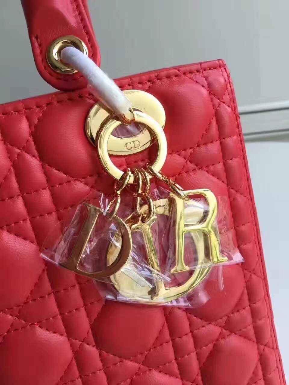 Dior Medium Lady Dior Bag In Red Lambskin 743