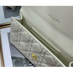 Dior Caro Chain Pouch In White Cannage Calfskin 589