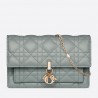 Dior Lady Dior Chain Pouch In Grey Cannage Lambskin 618