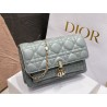 Dior Lady Dior Chain Pouch In Grey Cannage Lambskin 618