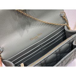 Dior Lady Dior Chain Pouch In Grey Cannage Lambskin 618