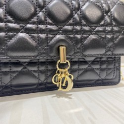 Dior Lady Dior Chain Pouch In Black Cannage Lambskin 645